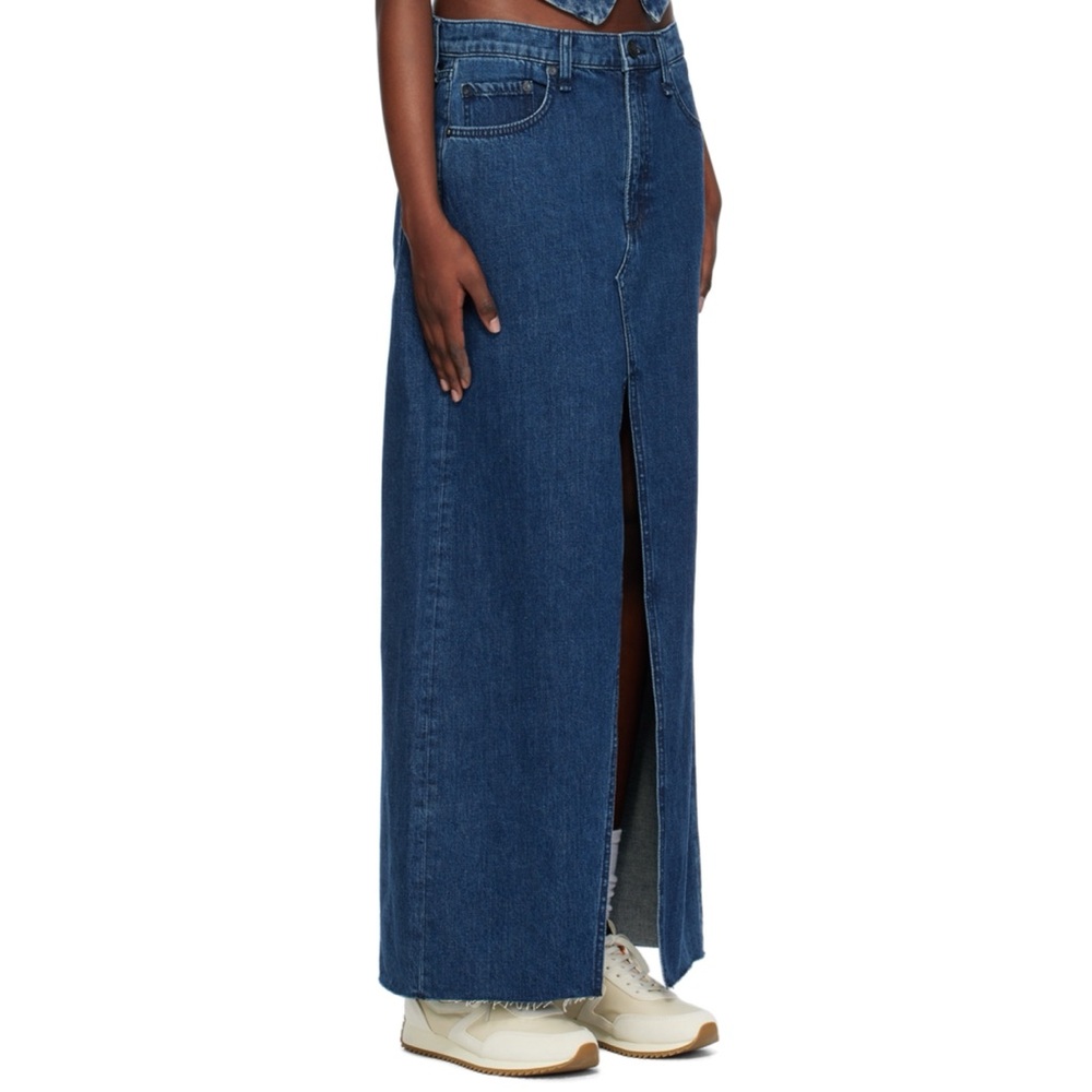 NWOT Rag & Bone Avery Maxi Denim Jean Skirt Navy Dark Blue Size 27 - Picture 15 of 16